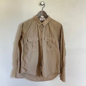 Alex Mill Keeper Button Up Utility Shirt Khaki Tan 100% Cotton Size Medium